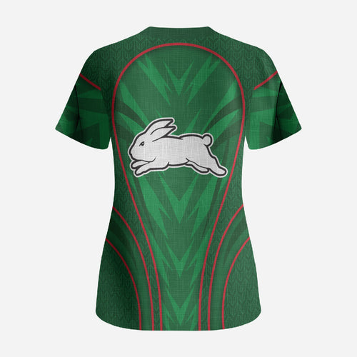 South Sydney Rabbitohs Rugby Mascot Scrub Top Australian Rugby Culture - Tribal Inspired Bunny