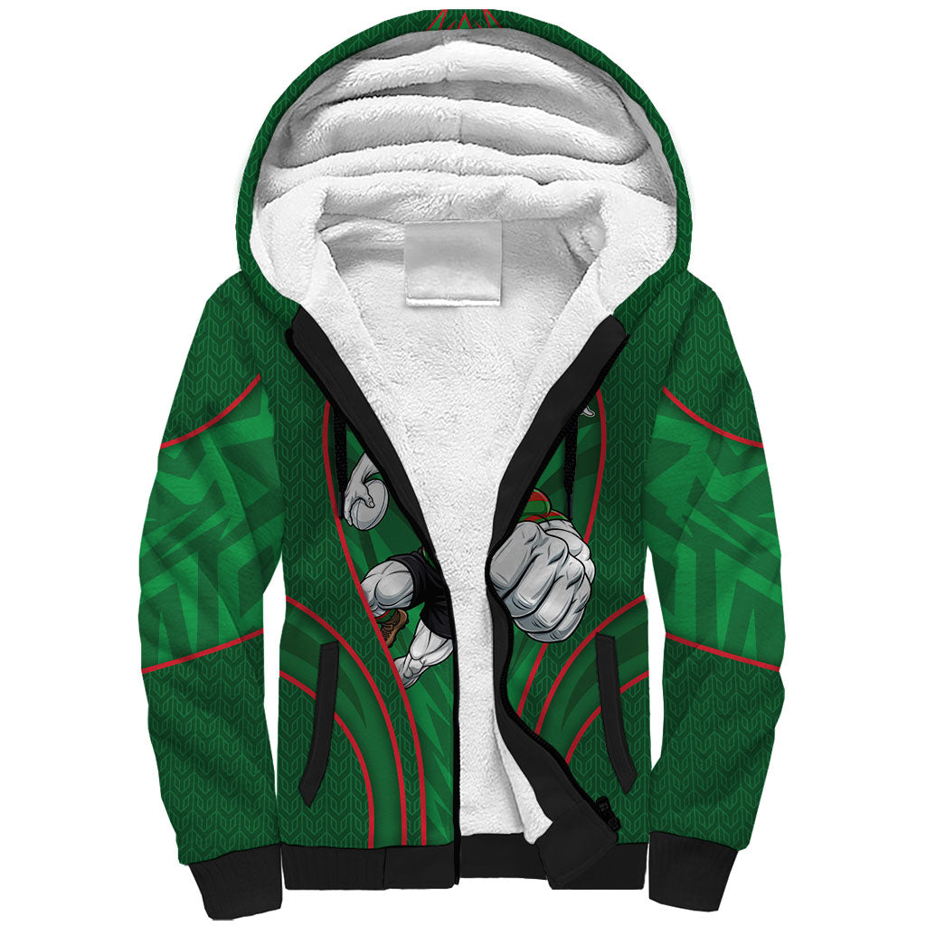South Sydney Rabbitohs Rugby Mascot Sherpa Hoodie Australian Rugby Culture - Tribal Inspired Bunny