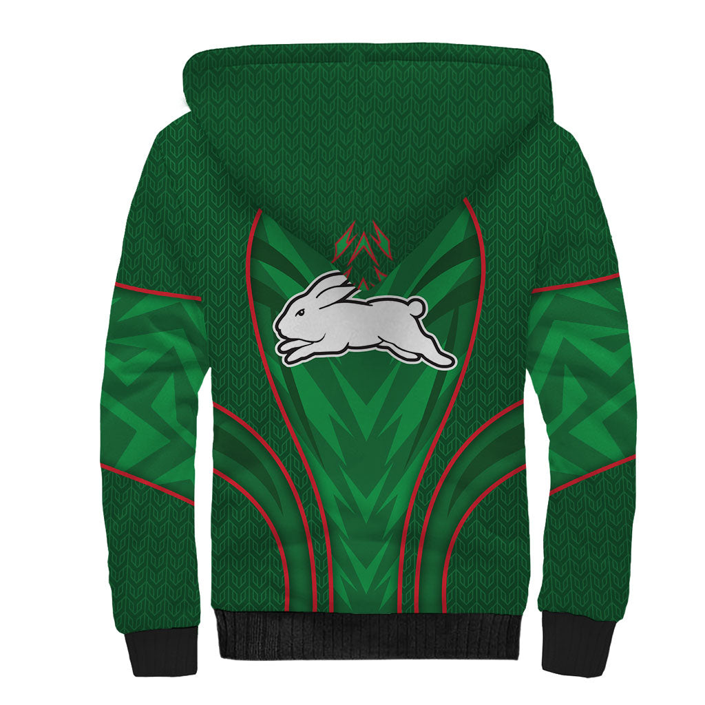 South Sydney Rabbitohs Rugby Mascot Sherpa Hoodie Australian Rugby Culture - Tribal Inspired Bunny