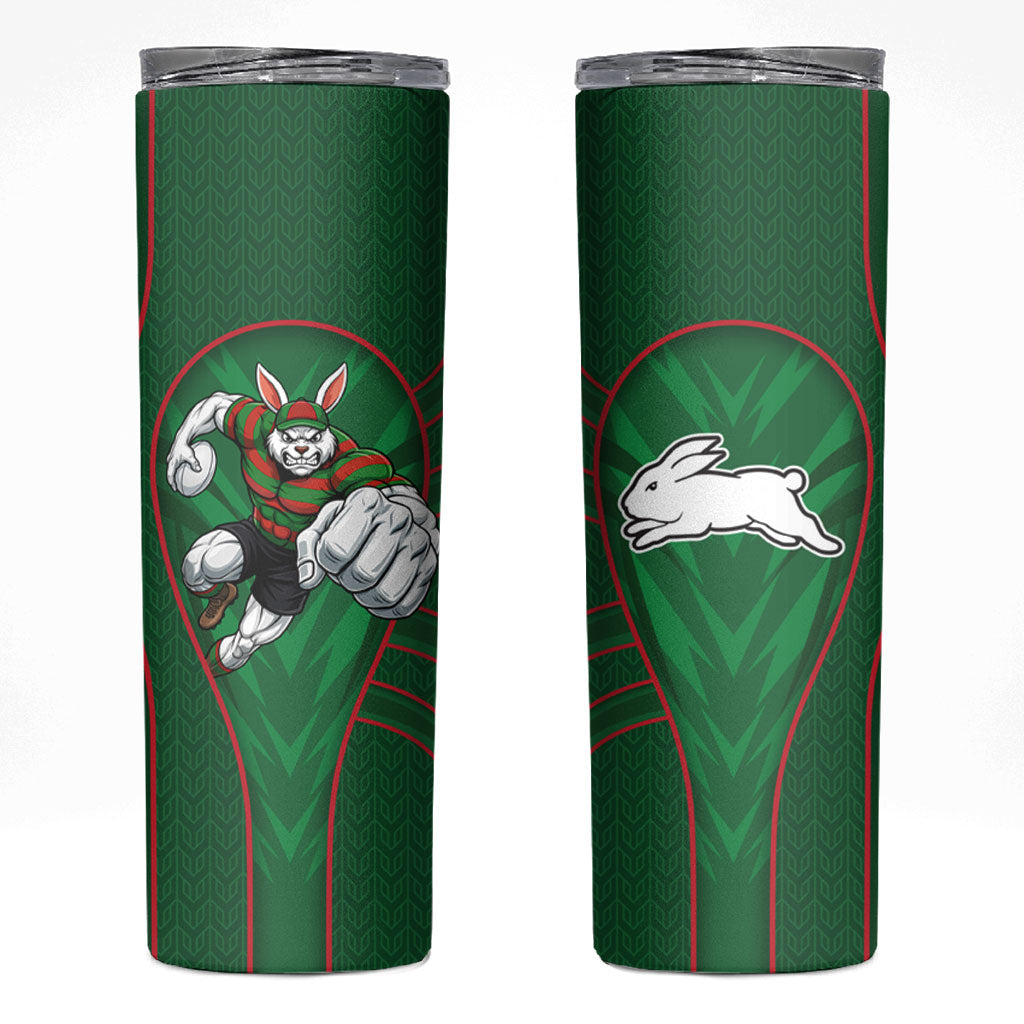 South Sydney Rabbitohs Rugby Mascot Skinny Tumbler Australian Rugby Culture - Tribal Inspired Bunny