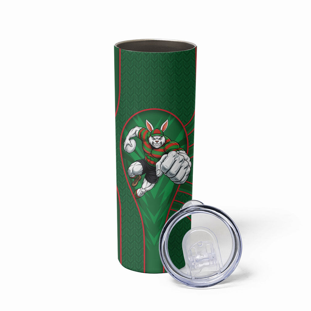 South Sydney Rabbitohs Rugby Mascot Skinny Tumbler Australian Rugby Culture - Tribal Inspired Bunny
