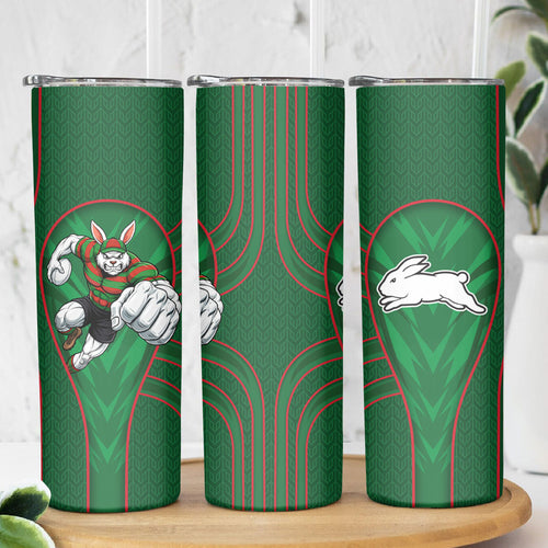 South Sydney Rabbitohs Rugby Mascot Skinny Tumbler Australian Rugby Culture - Tribal Inspired Bunny