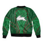 South Sydney Rabbitohs Rugby Mascot Sleeve Zip Bomber Jacket Australian Rugby Culture - Tribal Inspired Bunny