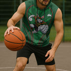 South Sydney Rabbitohs Rugby Mascot Sleeveless Hoodie Australian Rugby Culture - Tribal Inspired Bunny