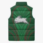 South Sydney Rabbitohs Rugby Mascot Sleeveless Puffer Jacket Australian Rugby Culture - Tribal Inspired Bunny