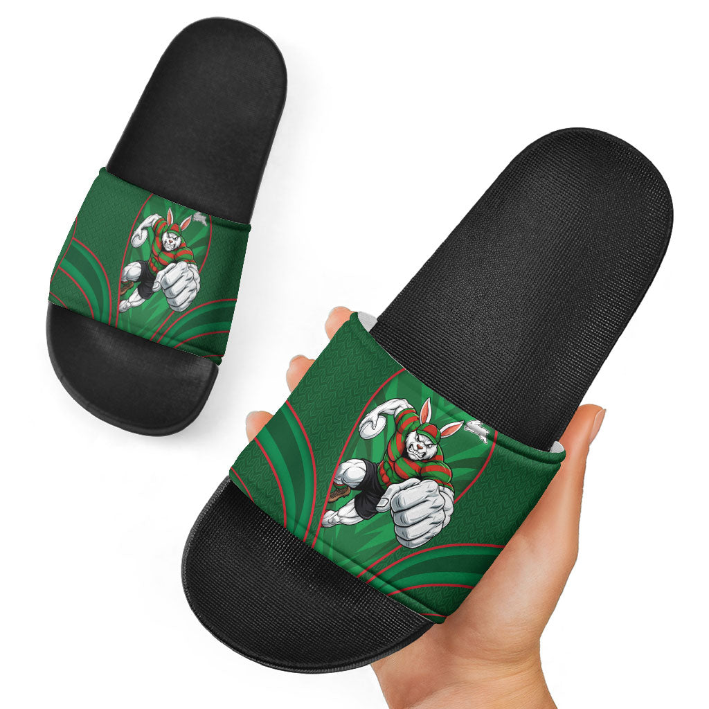 South Sydney Rabbitohs Rugby Mascot Slide Sandals Australian Rugby Culture - Tribal Inspired Bunny
