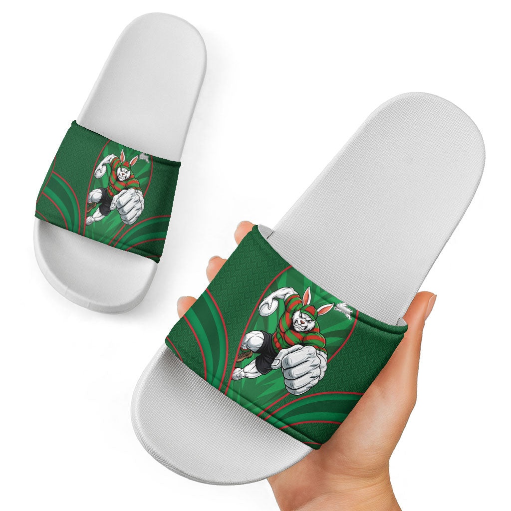 South Sydney Rabbitohs Rugby Mascot Slide Sandals Australian Rugby Culture - Tribal Inspired Bunny
