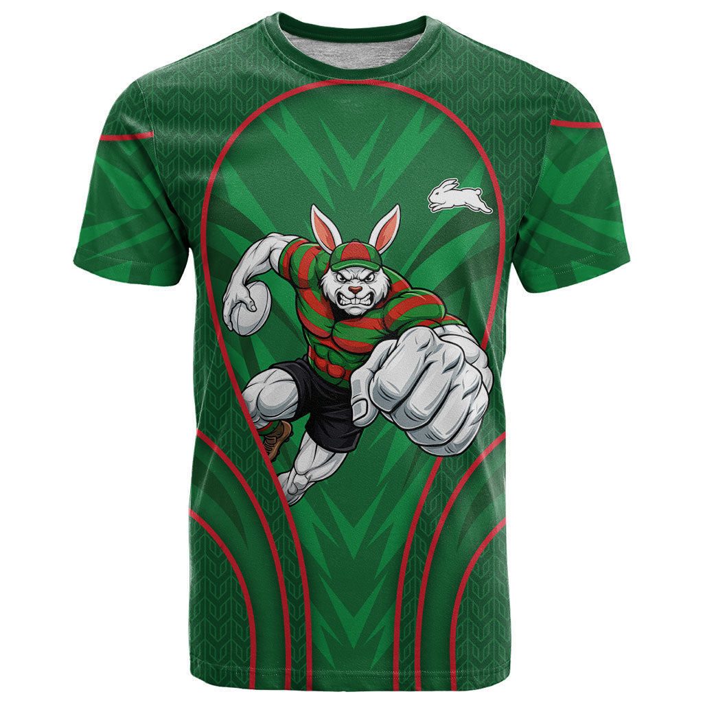 South Sydney Rabbitohs Rugby Mascot T Shirt Australian Rugby Culture - Tribal Inspired Bunny