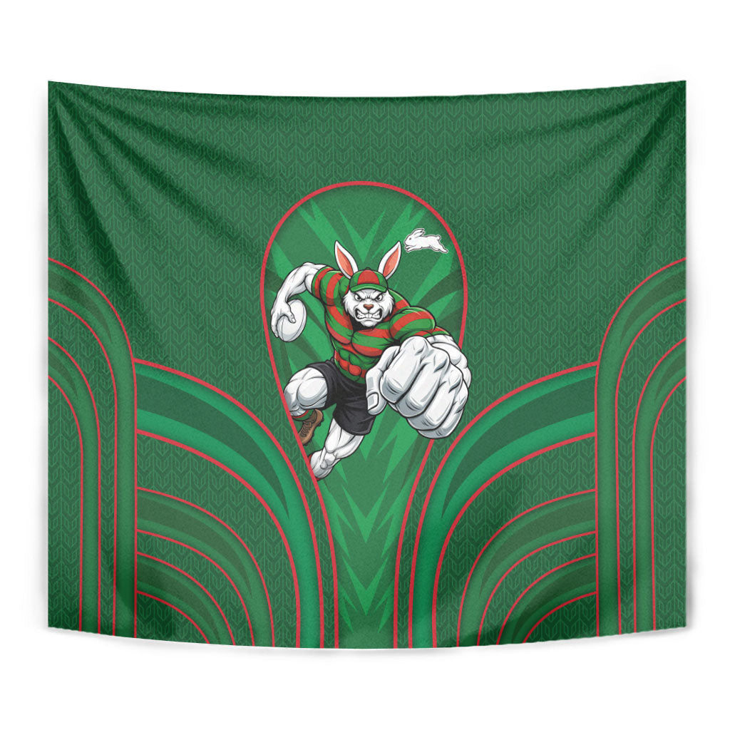 South Sydney Rabbitohs Rugby Mascot Tapestry Australian Rugby Culture - Tribal Inspired Bunny