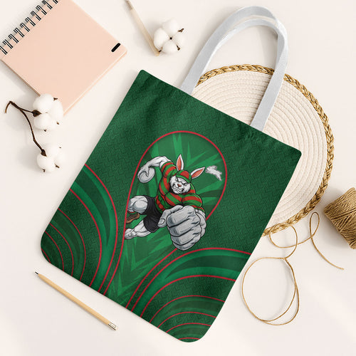South Sydney Rabbitohs Rugby Mascot Tote Bag Australian Rugby Culture - Tribal Inspired Bunny