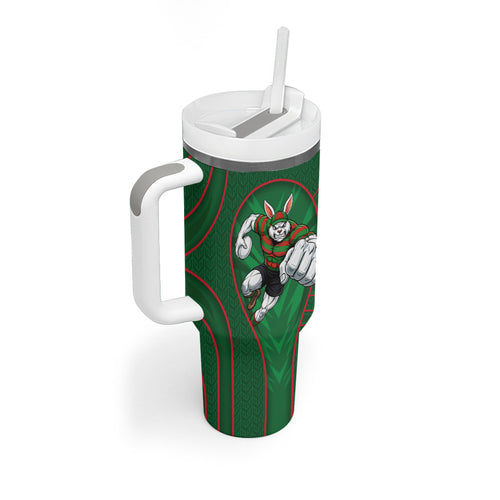 South Sydney Rabbitohs Rugby Mascot Tumbler With Handle Australian Rugby Culture - Tribal Inspired Bunny