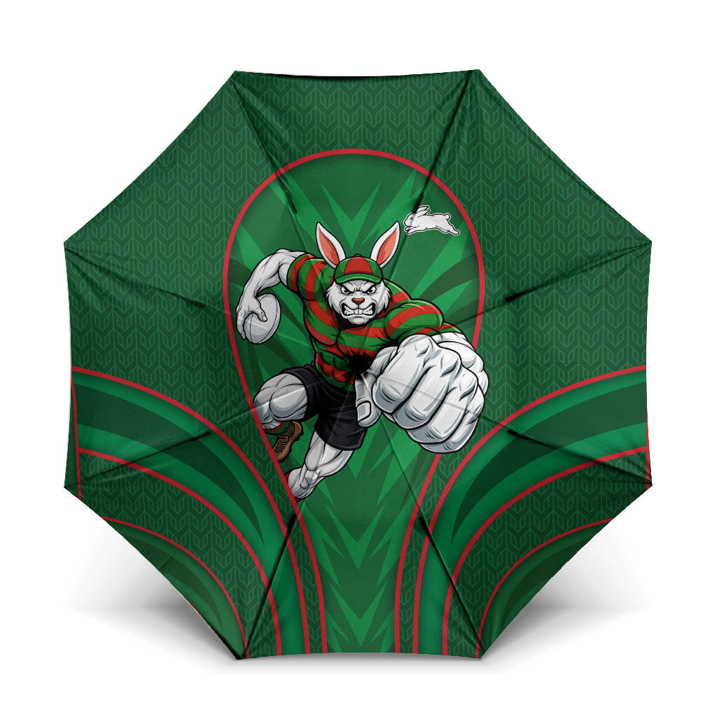 South Sydney Rabbitohs Rugby Mascot Umbrella Australian Rugby Culture - Tribal Inspired Bunny