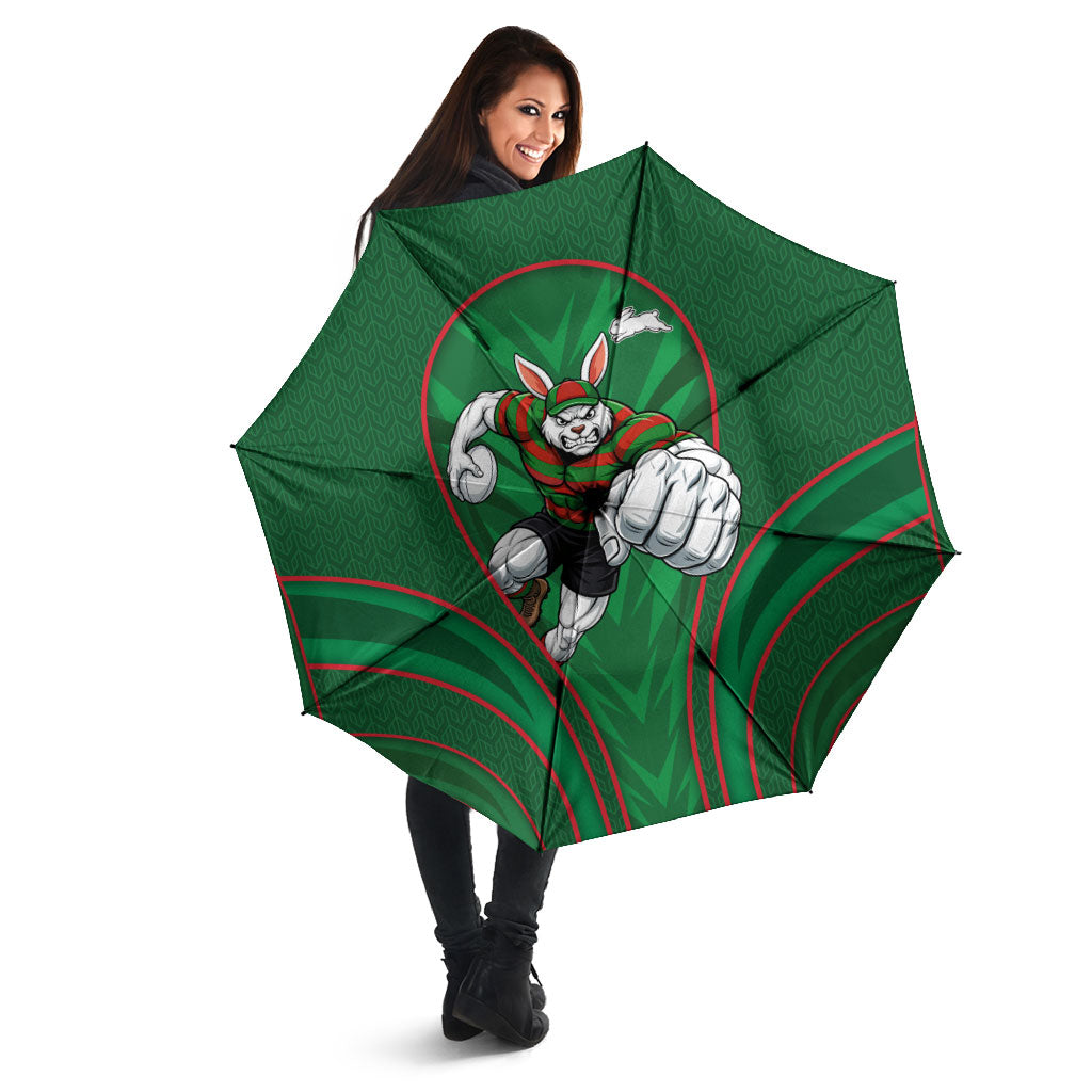 South Sydney Rabbitohs Rugby Mascot Umbrella Australian Rugby Culture - Tribal Inspired Bunny