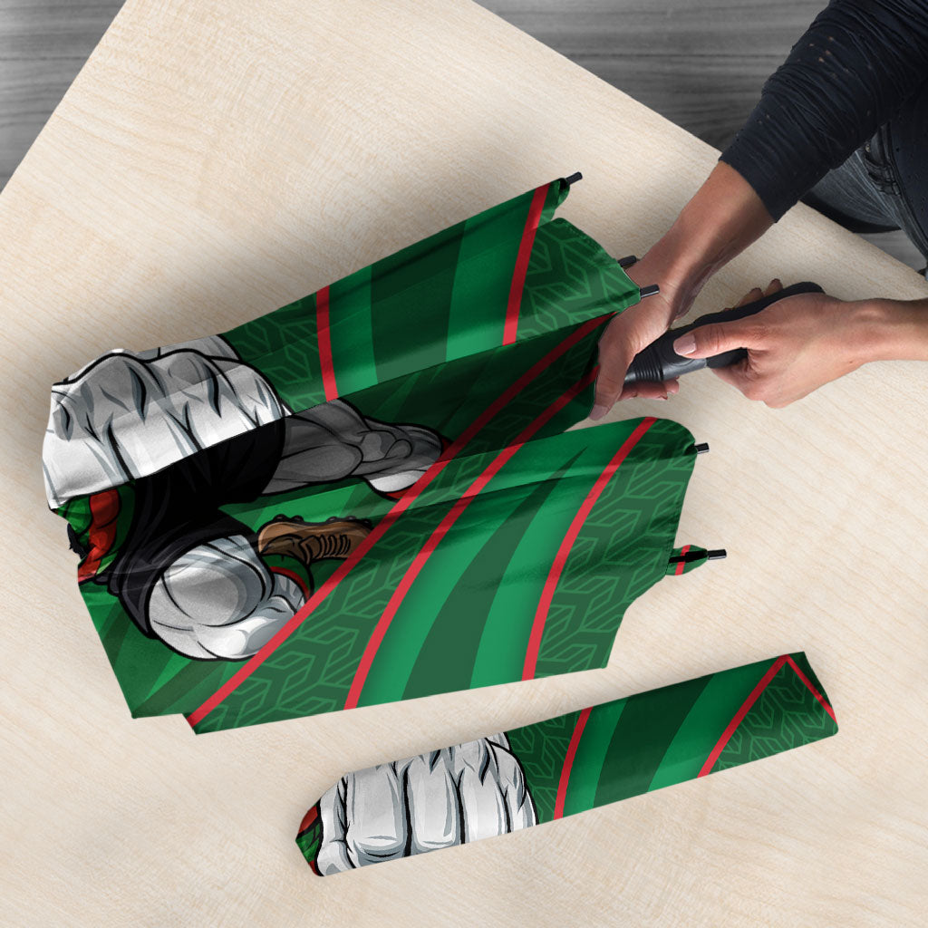 South Sydney Rabbitohs Rugby Mascot Umbrella Australian Rugby Culture - Tribal Inspired Bunny