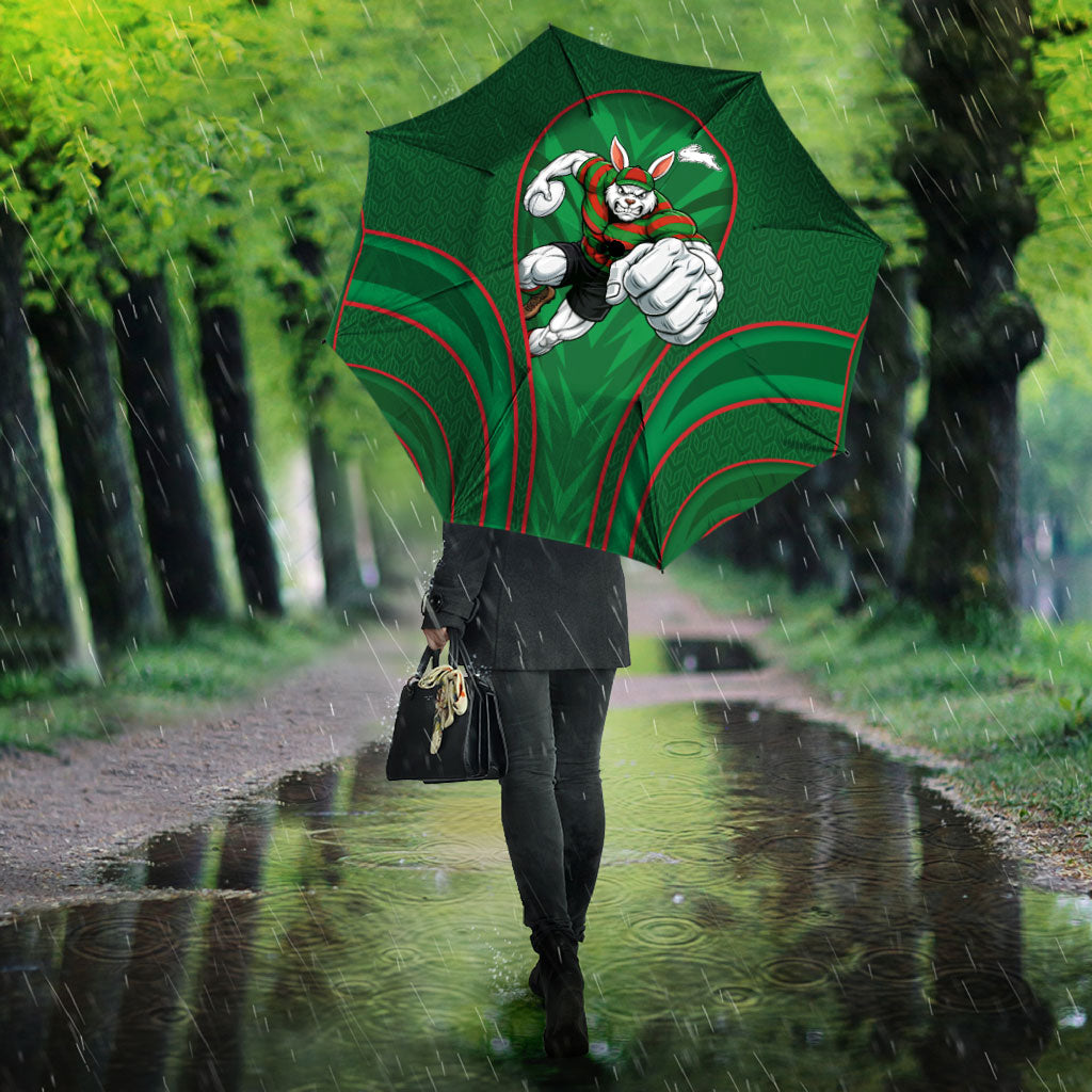 South Sydney Rabbitohs Rugby Mascot Umbrella Australian Rugby Culture - Tribal Inspired Bunny