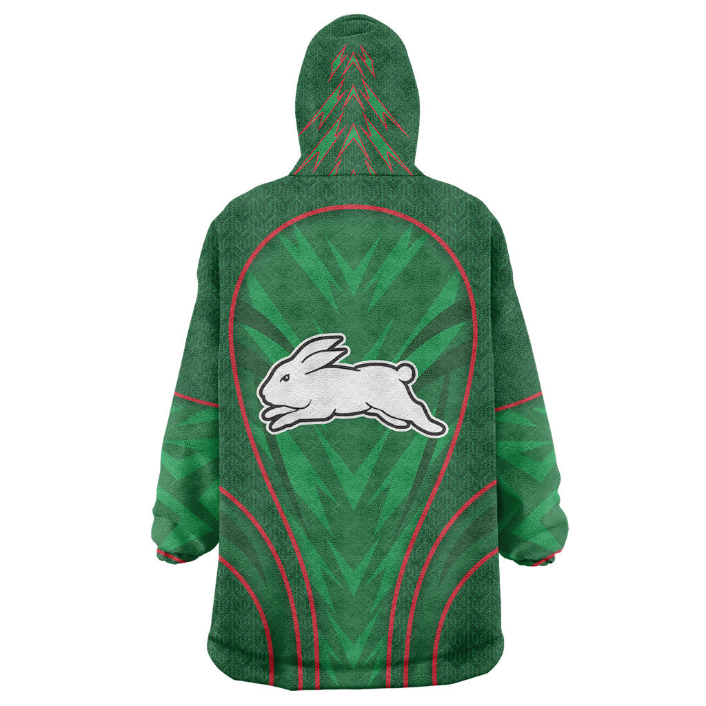 South Sydney Rabbitohs Rugby Mascot Wearable Blanket Hoodie Australian Rugby Culture - Tribal Inspired Bunny