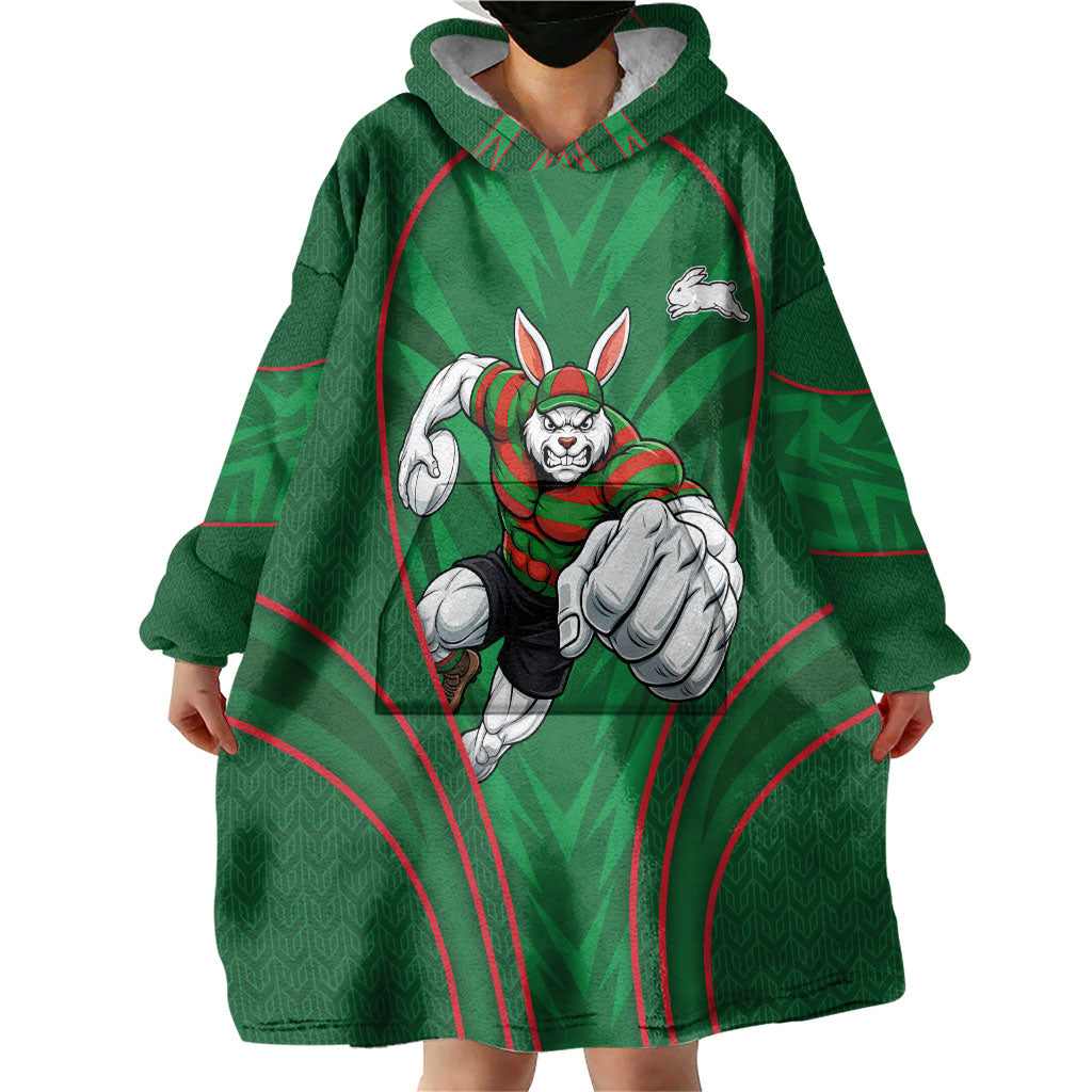 South Sydney Rabbitohs Rugby Mascot Wearable Blanket Hoodie Australian Rugby Culture - Tribal Inspired Bunny