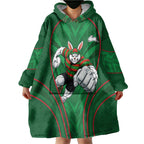 South Sydney Rabbitohs Rugby Mascot Wearable Blanket Hoodie Australian Rugby Culture - Tribal Inspired Bunny