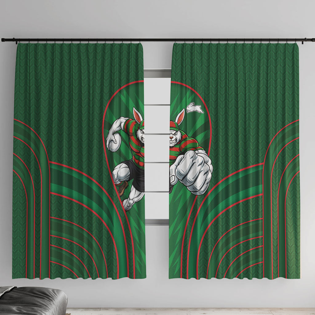 South Sydney Rabbitohs Rugby Mascot Window Curtain Australian Rugby Culture - Tribal Inspired Bunny