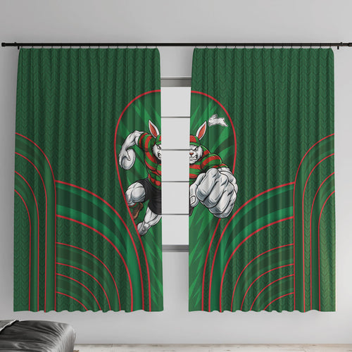 South Sydney Rabbitohs Rugby Mascot Window Curtain Australian Rugby Culture - Tribal Inspired Bunny