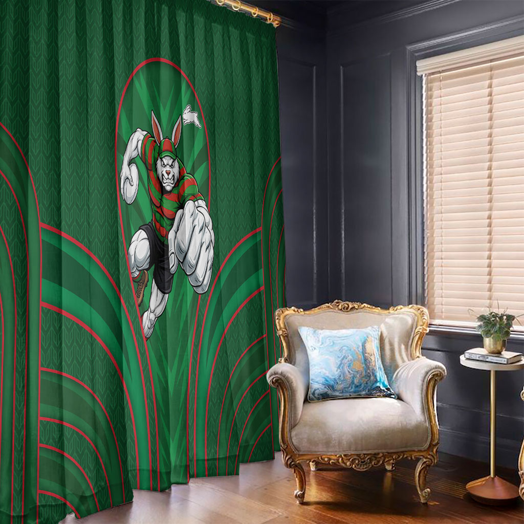South Sydney Rabbitohs Rugby Mascot Window Curtain Australian Rugby Culture - Tribal Inspired Bunny