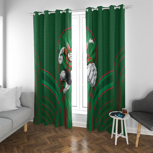 South Sydney Rabbitohs Rugby Mascot Window Curtain Australian Rugby Culture - Tribal Inspired Bunny