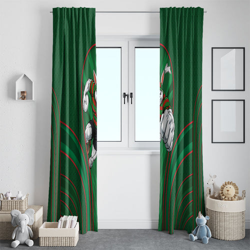 South Sydney Rabbitohs Rugby Mascot Window Curtain Australian Rugby Culture - Tribal Inspired Bunny