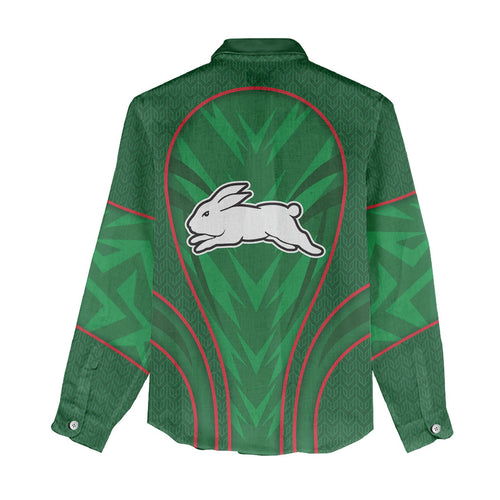 South Sydney Rabbitohs Rugby Mascot Women Casual Shirt Australian Rugby Culture - Tribal Inspired Bunny