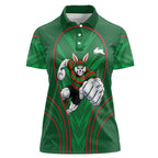 South Sydney Rabbitohs Rugby Mascot Women Polo Shirt Australian Rugby Culture - Tribal Inspired Bunny