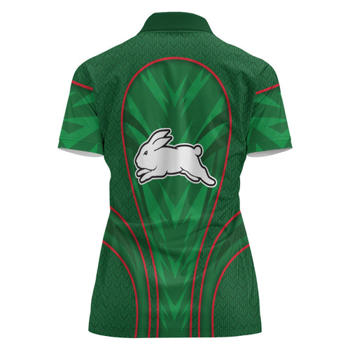South Sydney Rabbitohs Rugby Mascot Women Polo Shirt Australian Rugby Culture - Tribal Inspired Bunny