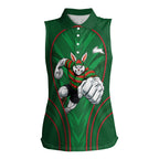 South Sydney Rabbitohs Rugby Mascot Women Sleeveless Polo Shirt Australian Rugby Culture - Tribal Inspired Bunny