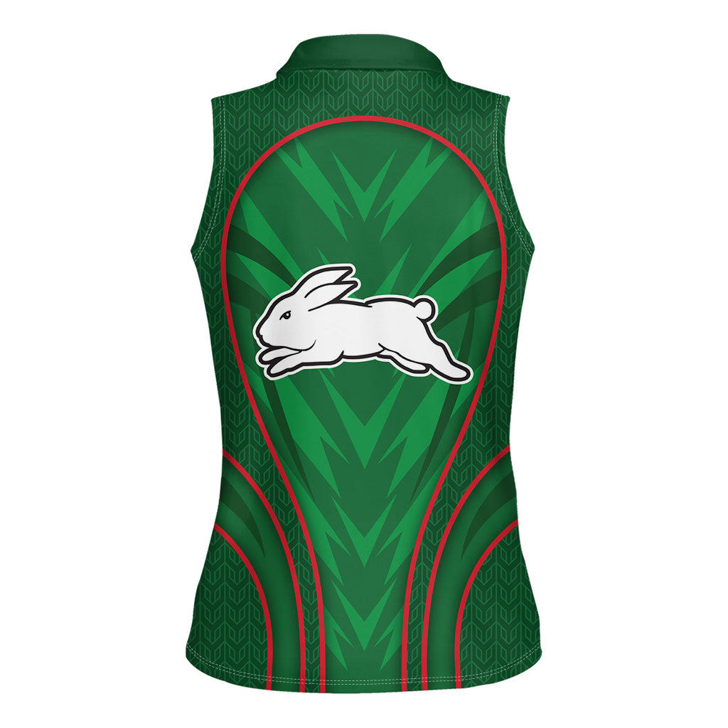 South Sydney Rabbitohs Rugby Mascot Women Sleeveless Polo Shirt Australian Rugby Culture - Tribal Inspired Bunny