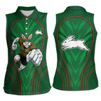 South Sydney Rabbitohs Rugby Mascot Women Sleeveless Polo Shirt Australian Rugby Culture - Tribal Inspired Bunny