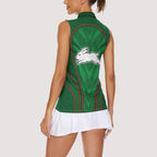 South Sydney Rabbitohs Rugby Mascot Women Sleeveless Polo Shirt Australian Rugby Culture - Tribal Inspired Bunny