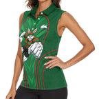 South Sydney Rabbitohs Rugby Mascot Women Sleeveless Polo Shirt Australian Rugby Culture - Tribal Inspired Bunny