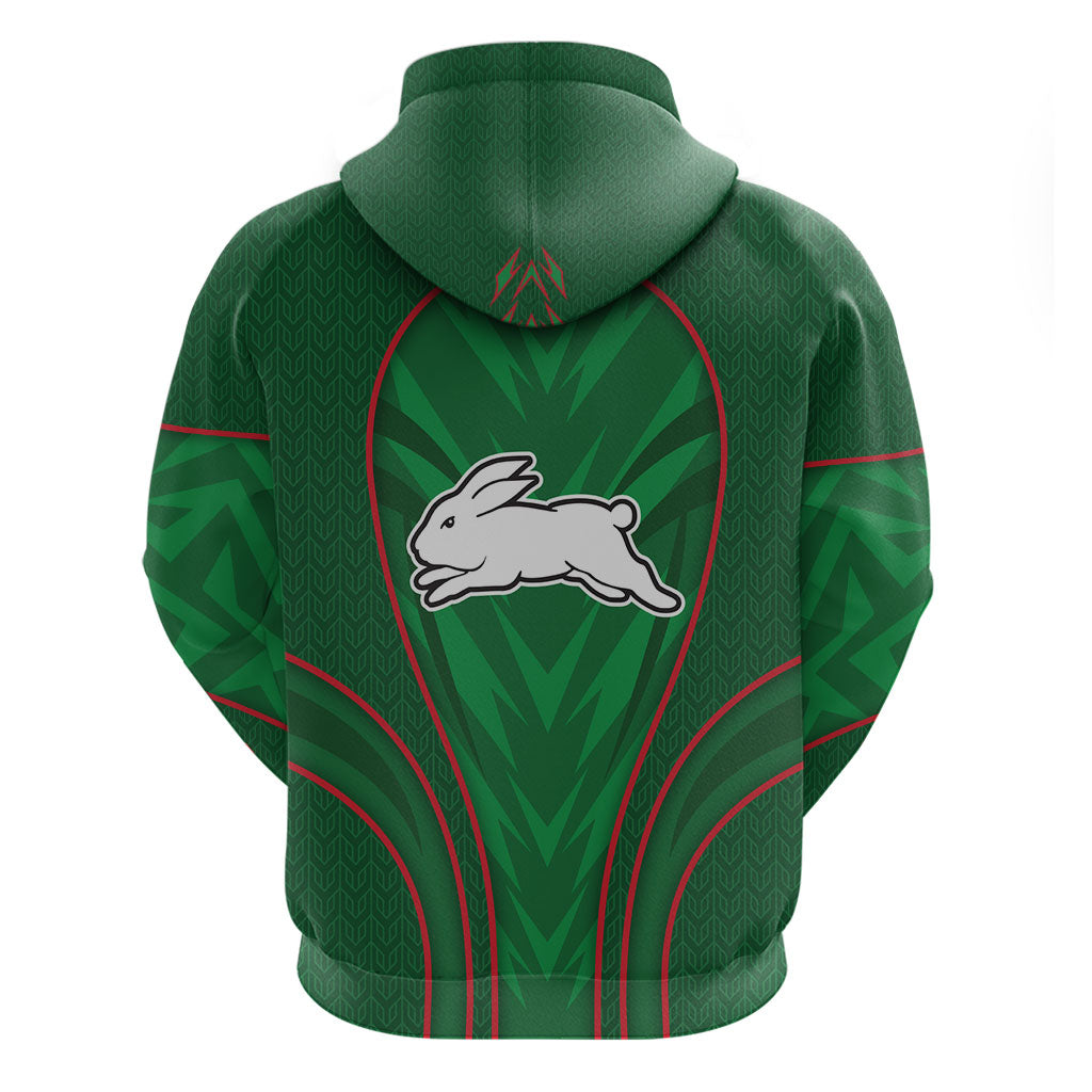 South Sydney Rabbitohs Rugby Mascot Zip Hoodie Australian Rugby Culture - Tribal Inspired Bunny