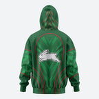 South Sydney Rabbitohs Rugby Mascot Zip Hoodie Australian Rugby Culture - Tribal Inspired Bunny