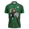 South Sydney Rabbitohs Rugby Mascot Zipper Polo Shirt Australian Rugby Culture - Tribal Inspired Bunny
