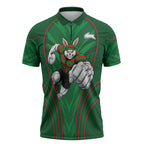 South Sydney Rabbitohs Rugby Mascot Zipper Polo Shirt Australian Rugby Culture - Tribal Inspired Bunny