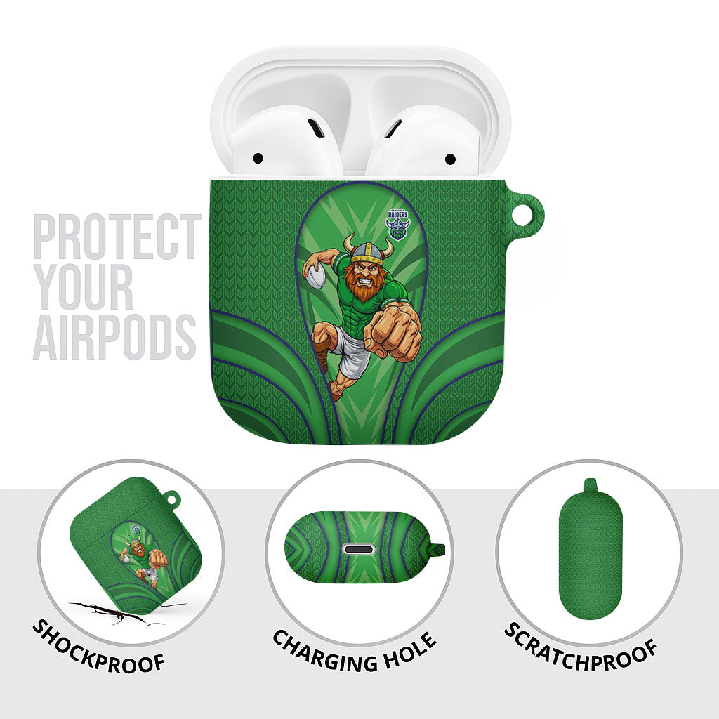 Canberra Raiders Rugby Mascot AirPods Case Australian Rugby Culture - Tribal Inspired Viking Warrior