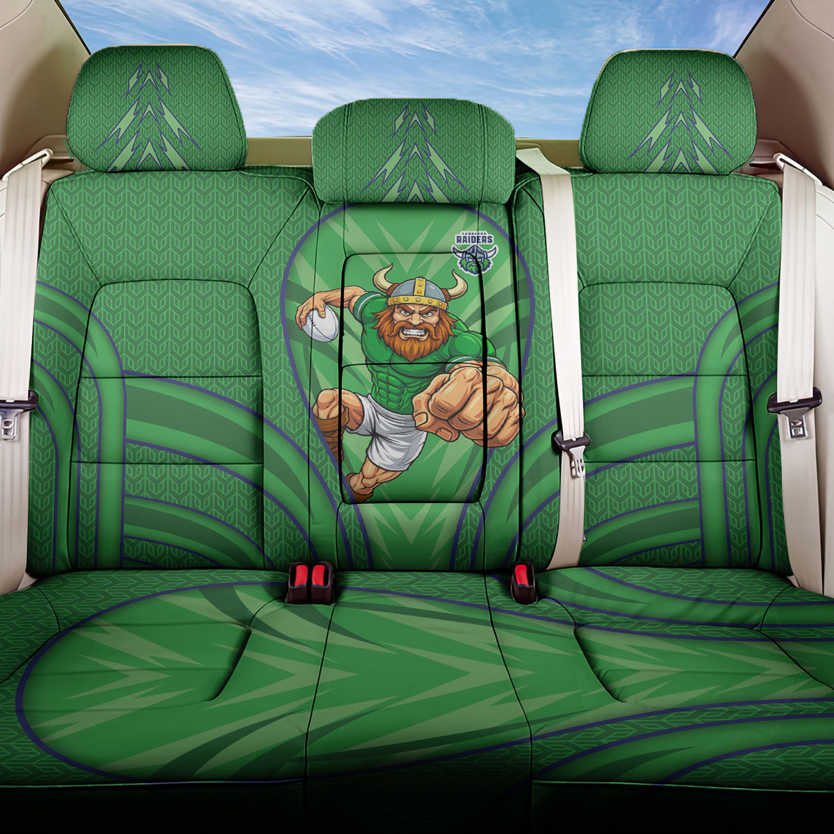 Canberra Raiders Rugby Mascot Back Car Seat Cover Australian Rugby Culture - Tribal Inspired Viking Warrior