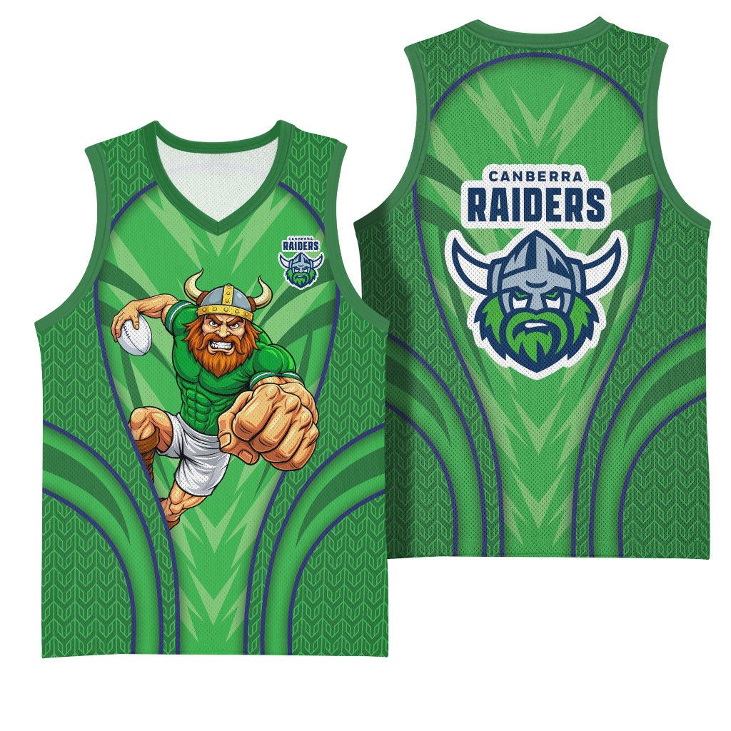Canberra Raiders Rugby Mascot Basketball Jersey Australian Rugby Culture - Tribal Inspired Viking Warrior