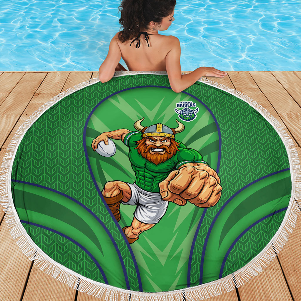 Canberra Raiders Rugby Mascot Beach Blanket Australian Rugby Culture - Tribal Inspired Viking Warrior
