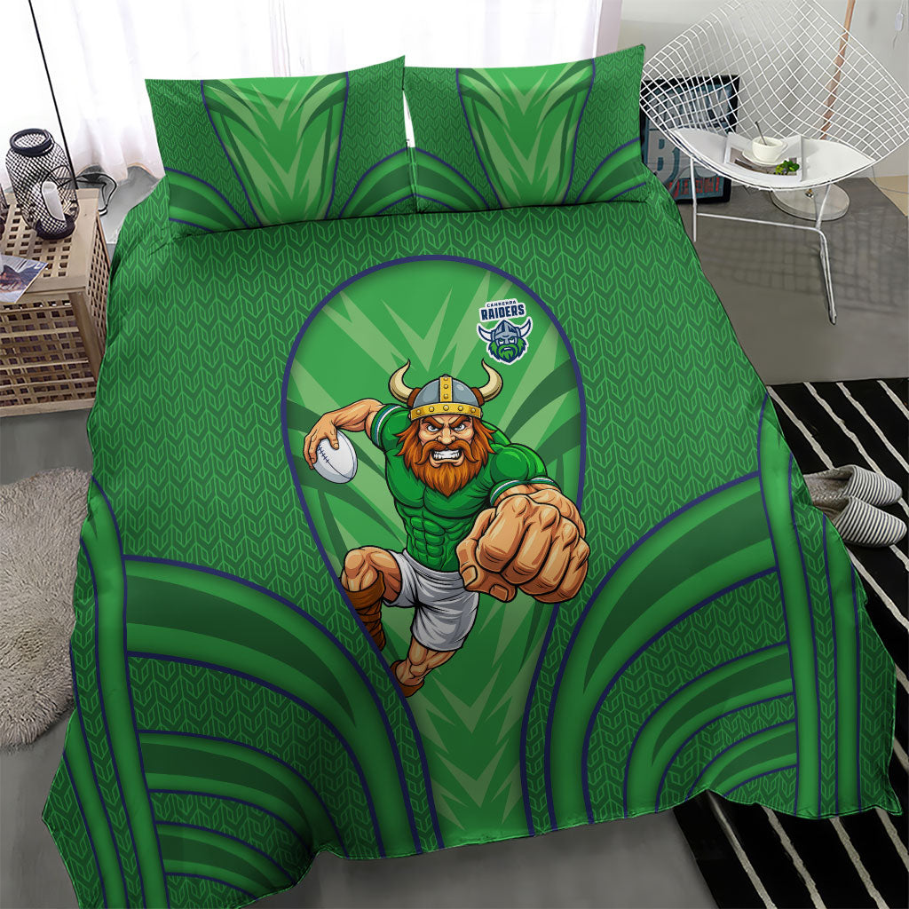 Canberra Raiders Rugby Mascot Bedding Set Australian Rugby Culture - Tribal Inspired Viking Warrior