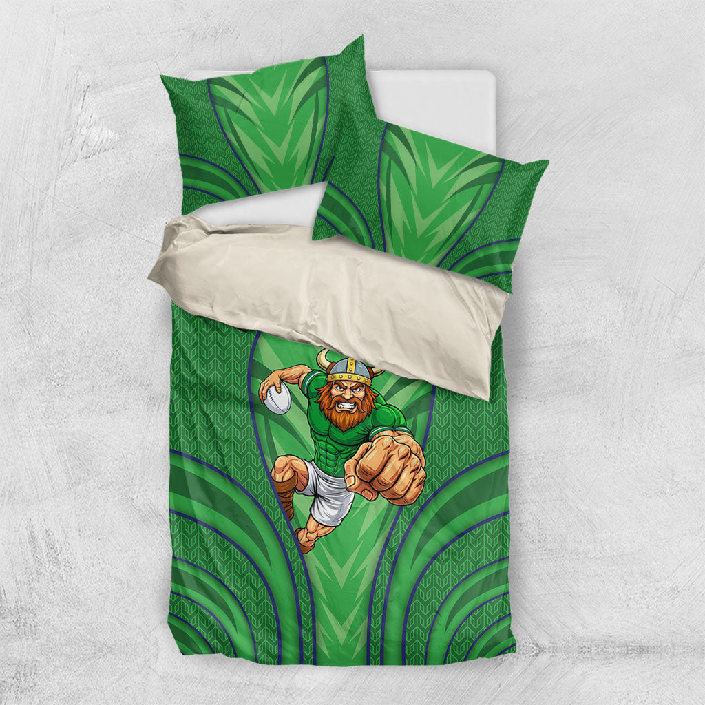 Canberra Raiders Rugby Mascot Bedding Set Australian Rugby Culture - Tribal Inspired Viking Warrior