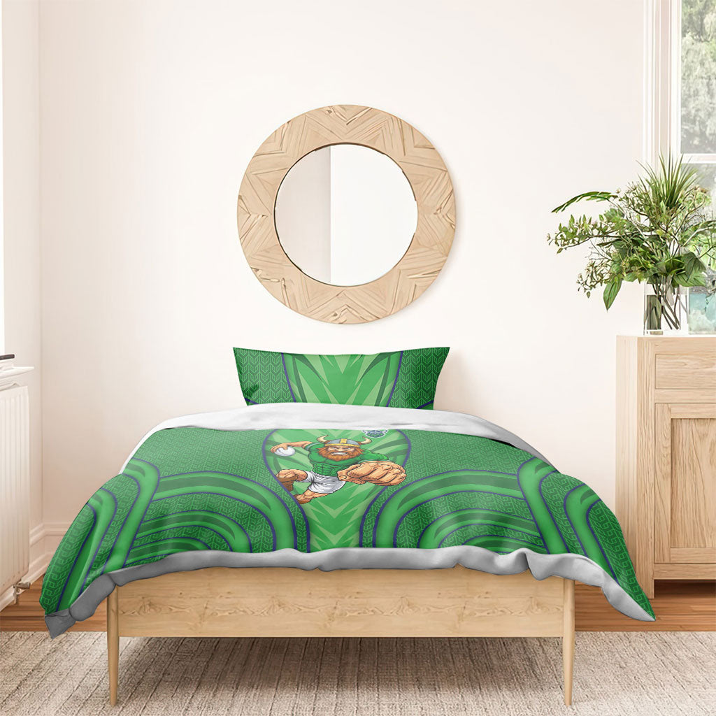 Canberra Raiders Rugby Mascot Bedding Set Australian Rugby Culture - Tribal Inspired Viking Warrior