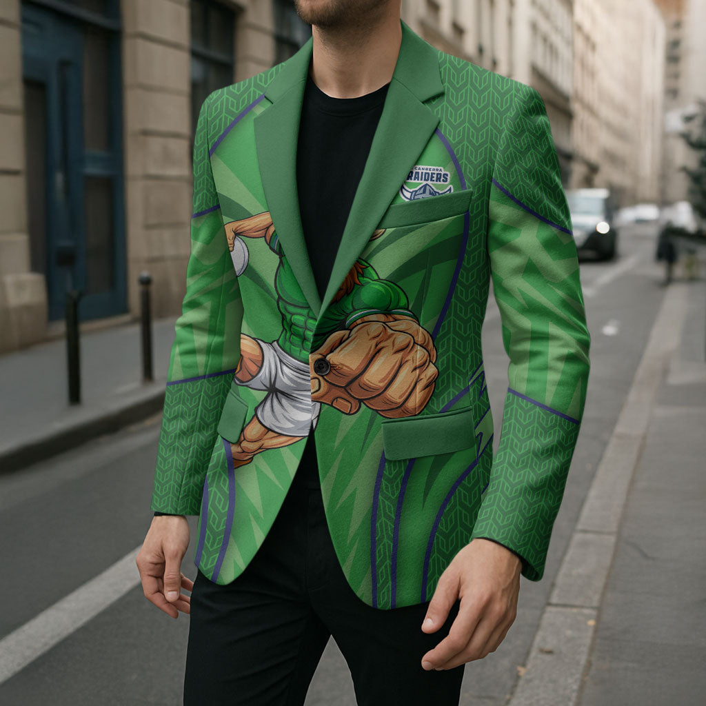 Canberra Raiders Rugby Mascot Blazer Australian Rugby Culture - Tribal Inspired Viking Warrior