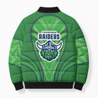Canberra Raiders Rugby Mascot Bomber Puffer Jacket Australian Rugby Culture - Tribal Inspired Viking Warrior