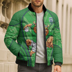 Canberra Raiders Rugby Mascot Bomber Puffer Jacket Australian Rugby Culture - Tribal Inspired Viking Warrior