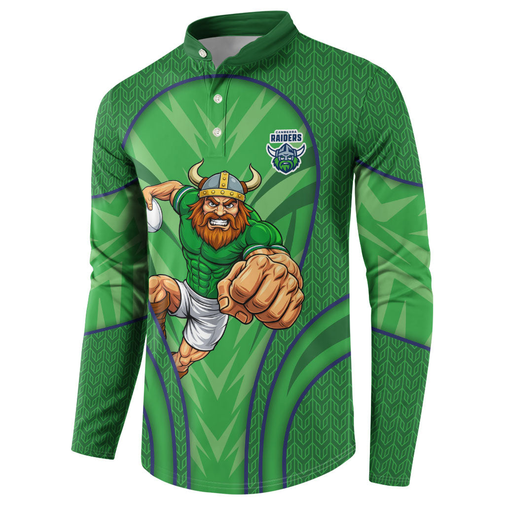 Canberra Raiders Rugby Mascot Button Sweatshirt Australian Rugby Culture - Tribal Inspired Viking Warrior